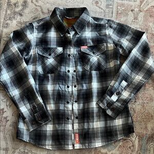 DIXXON Black and White Plaid Button-Down Shirt